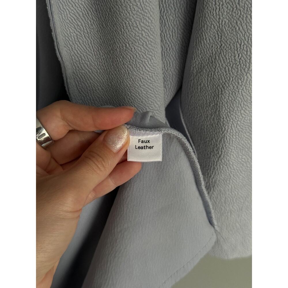 Joan Vass New York Women's S Grey Faux Leather Open Front Duster Coat Jacket Lux - Picture 3 of 7